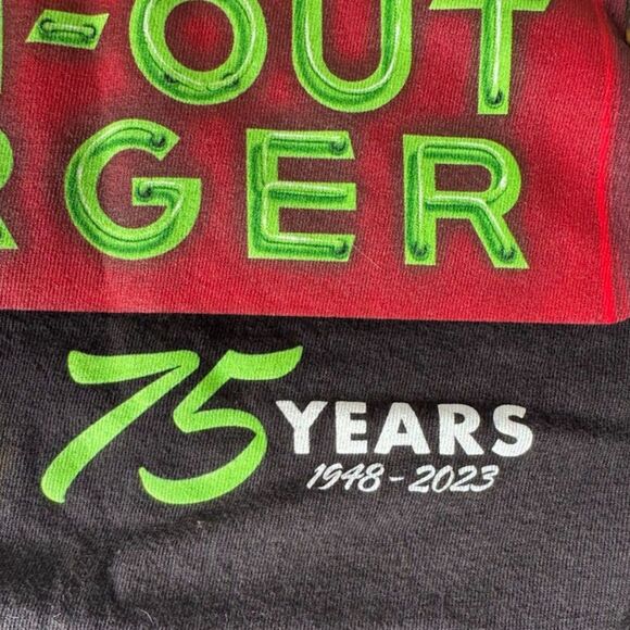 In-N-Out 75 Years 1948-2023 Black Short Sleeve T-Shirt Size LARGE - Picture 9 of 9
